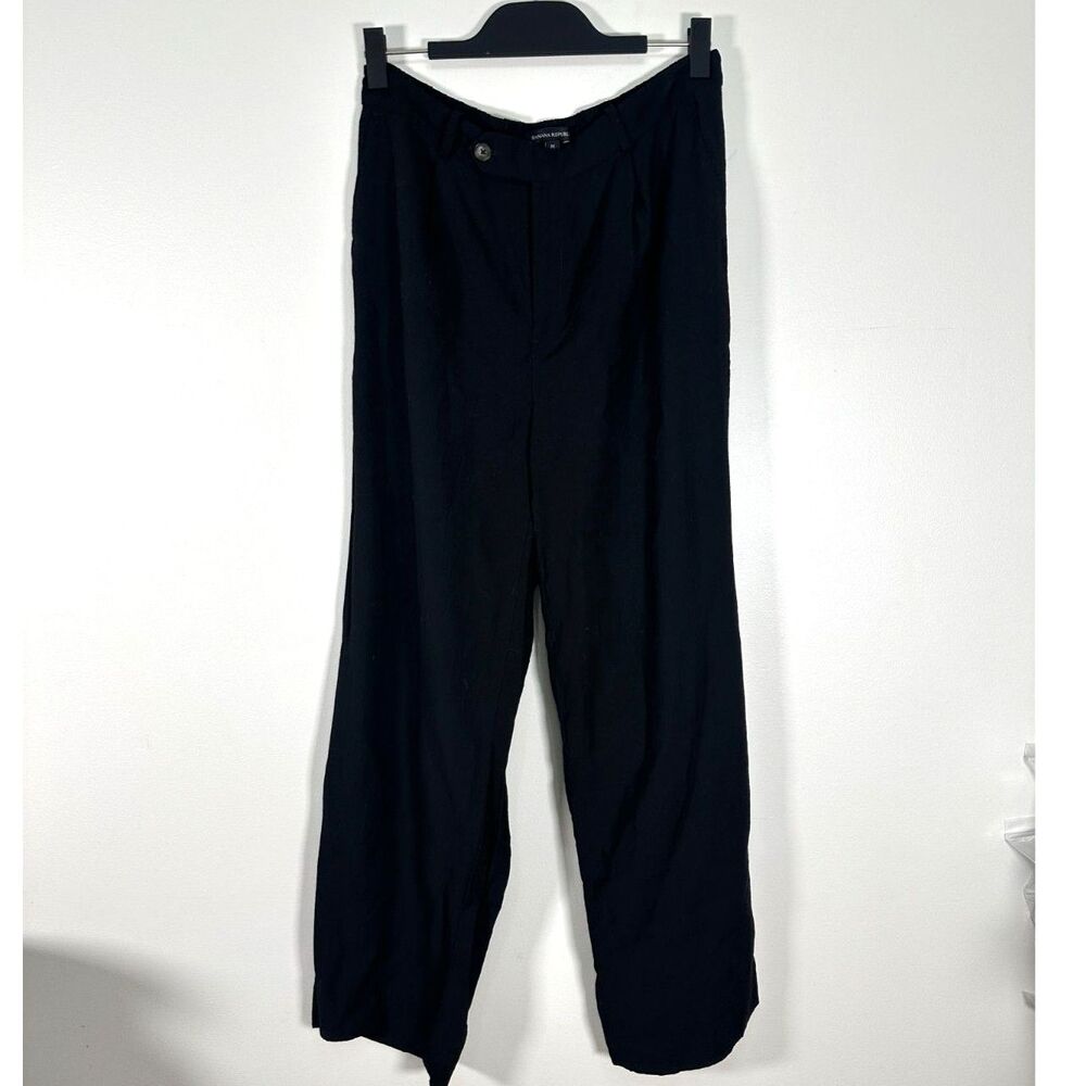 Banana Republic Black Relaxed Wide Leg Trouser Pants Elastic Waist Size M